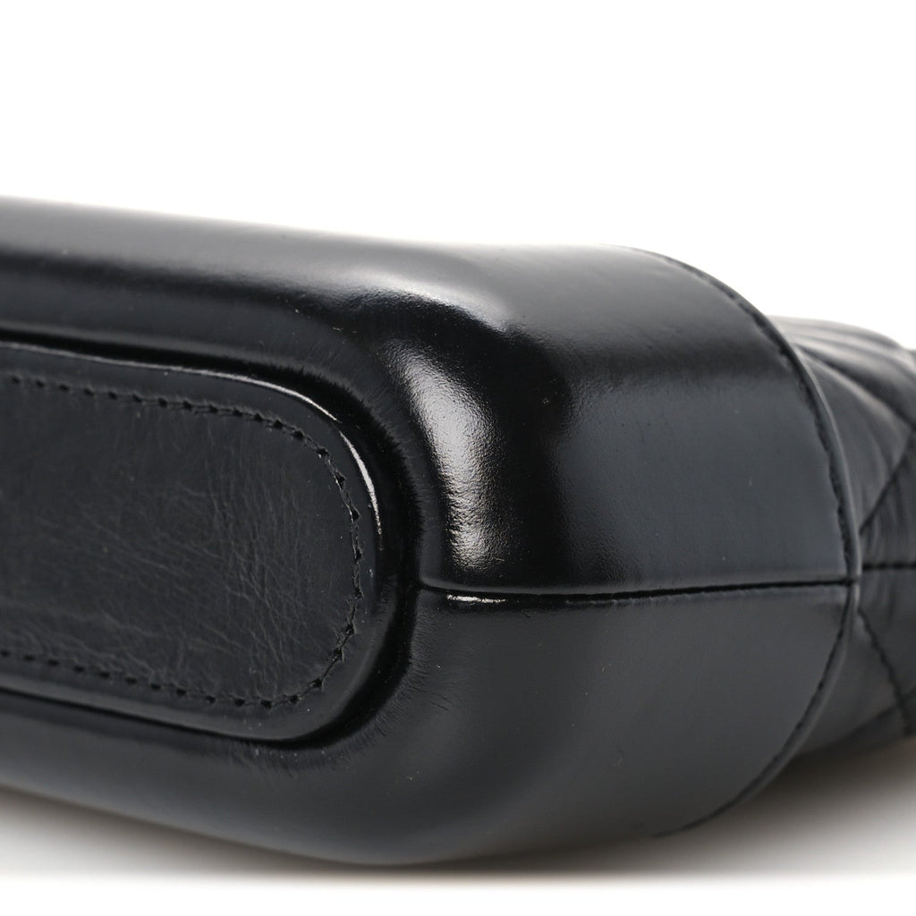 Aged Calfskin Quilted Small Gabrielle Clutch With Chain Black