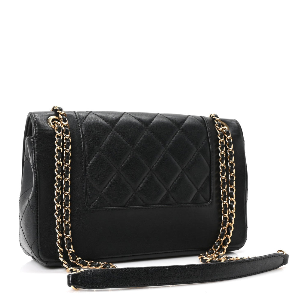 Sheepskin Quilted Small Vintage Mademoiselle Flap Black