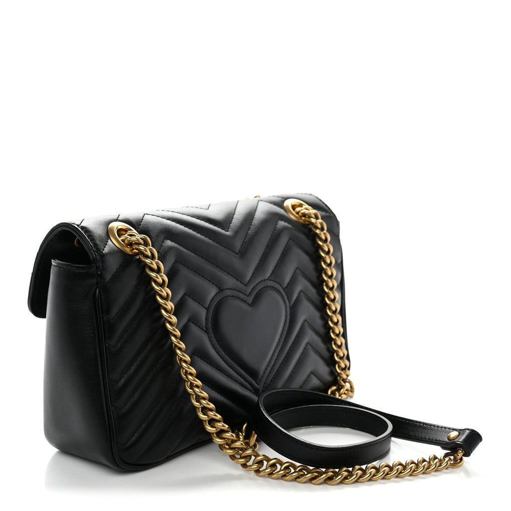 Calfskin Matelasse Small GG Marmont Shoulder Bag Black
