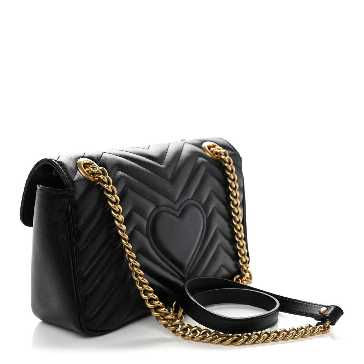 Calfskin Matelasse Small GG Marmont Shoulder Bag Black