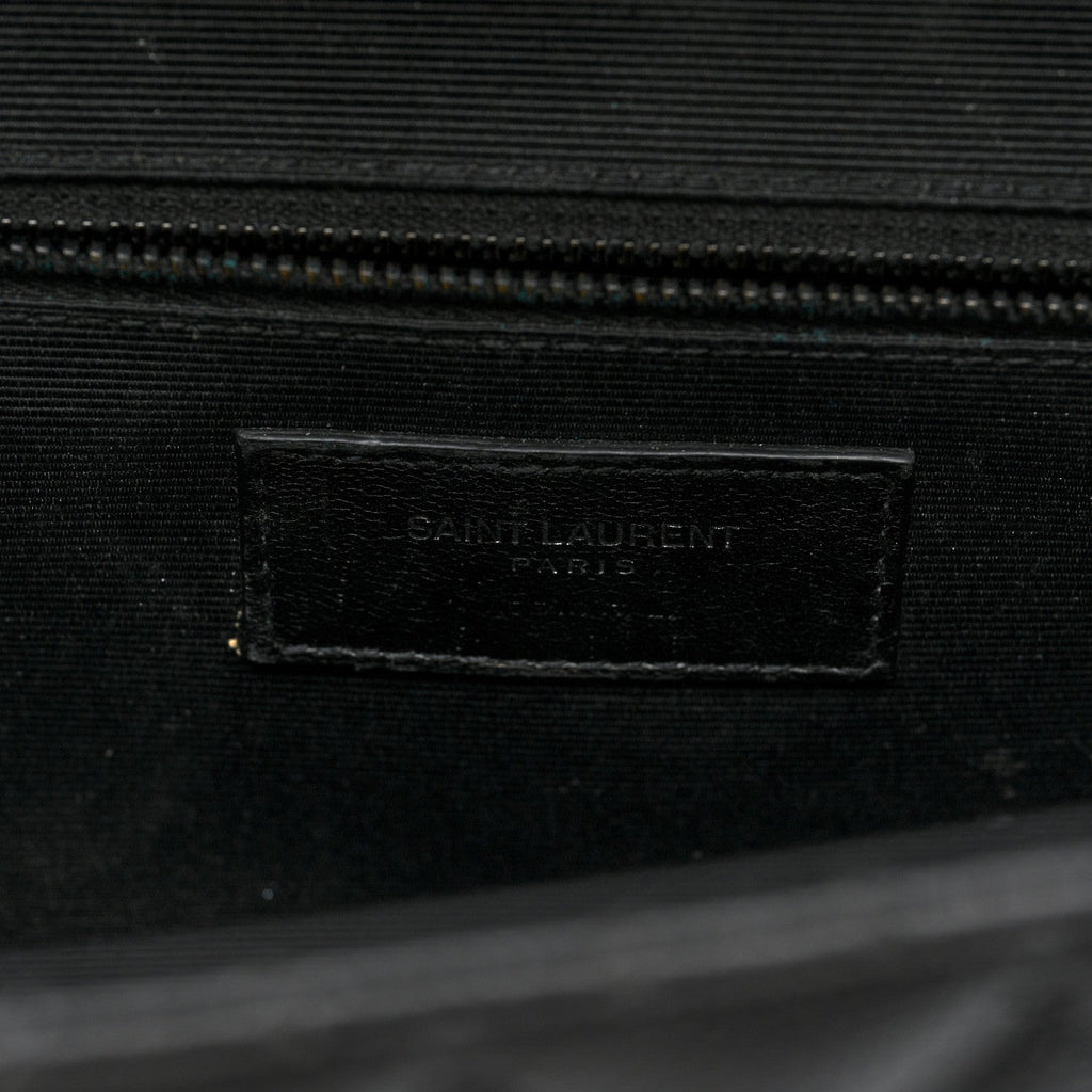 Grain De Poudre Textured Mixed Matelasse Large Triquilt Monogram Monochrome Satchel Black