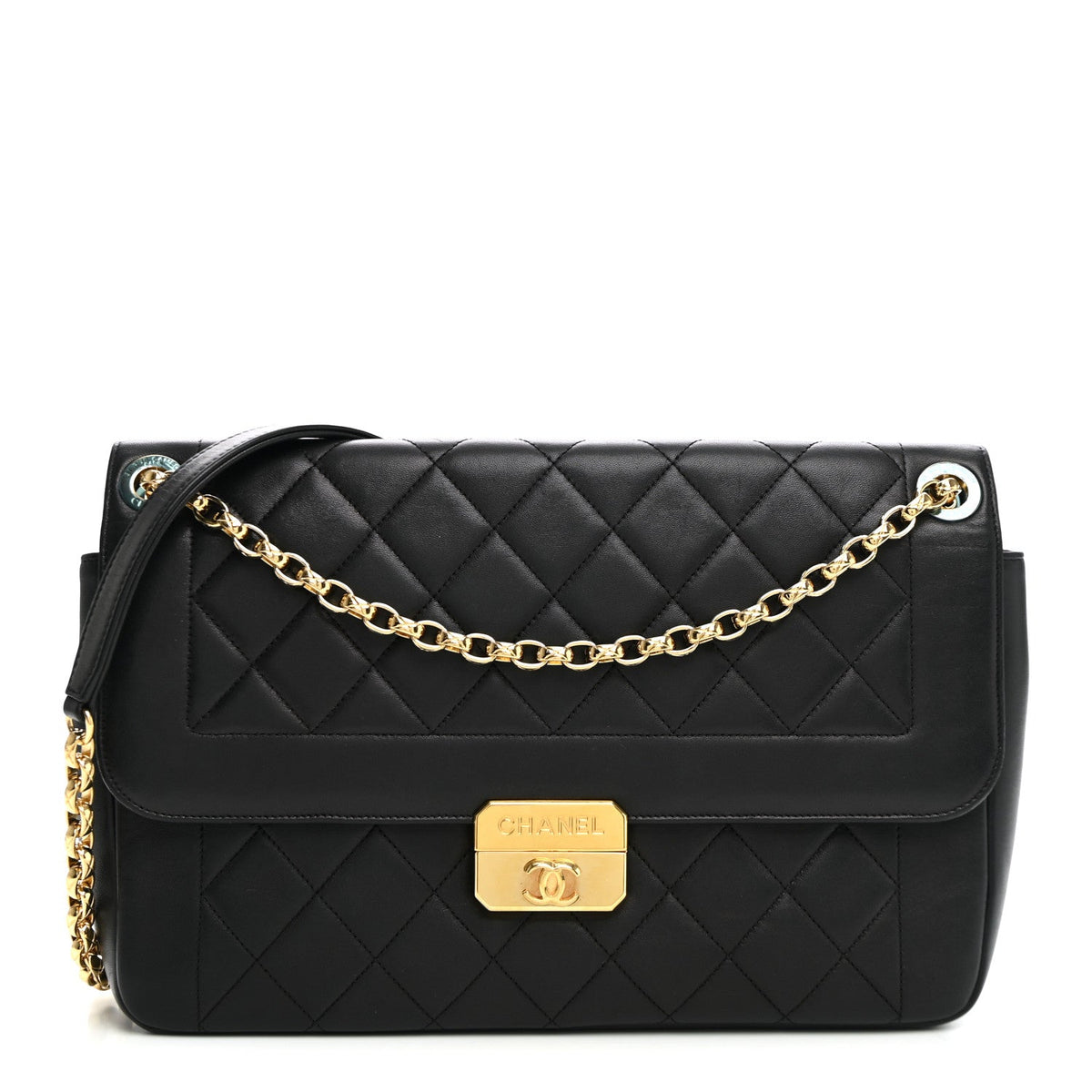 Lambskin Quilted Large Chic With Me Flap Black