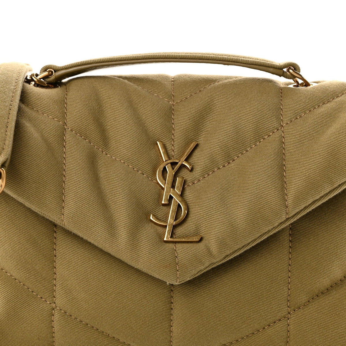 Canvas Quilted Toy Loulou Puffer Monogram Chain Satchel Fir Green