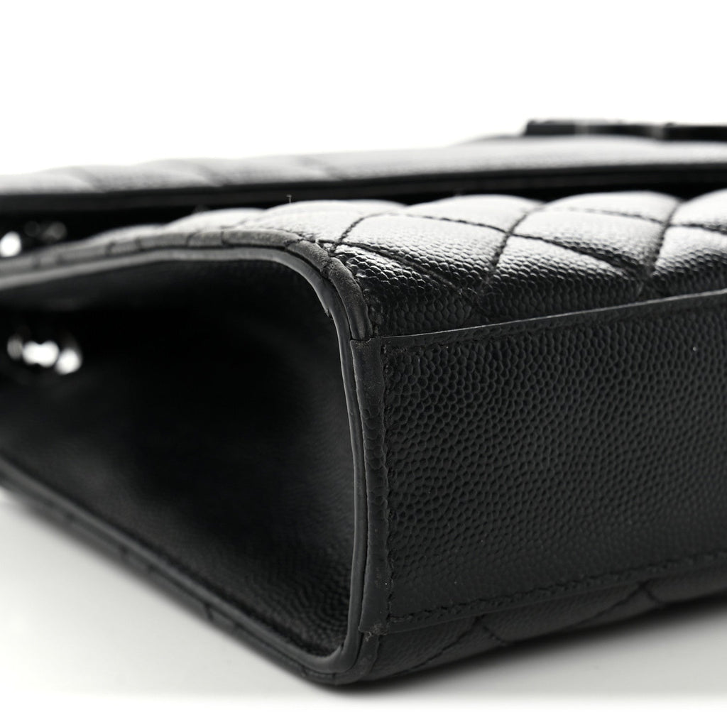 Grain De Poudre Textured Mixed Matelasse Triquilt Medium Monogram Monochrome Satchel Black