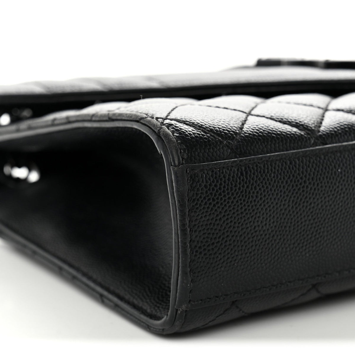 Grain De Poudre Textured Mixed Matelasse Triquilt Medium Monogram Monochrome Satchel Black