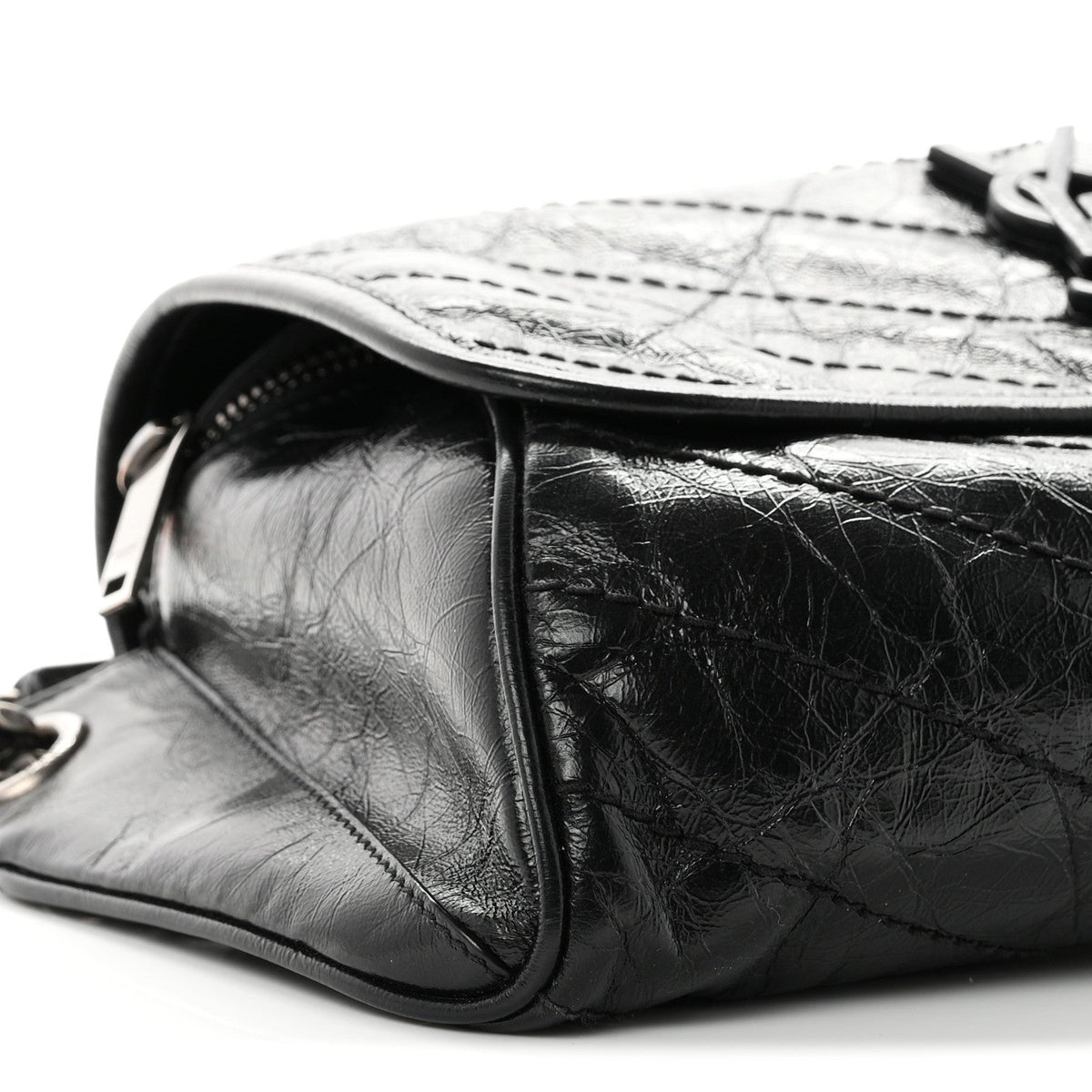 Crinkled Calfskin Matelasse Monogram Niki Body Bag Black