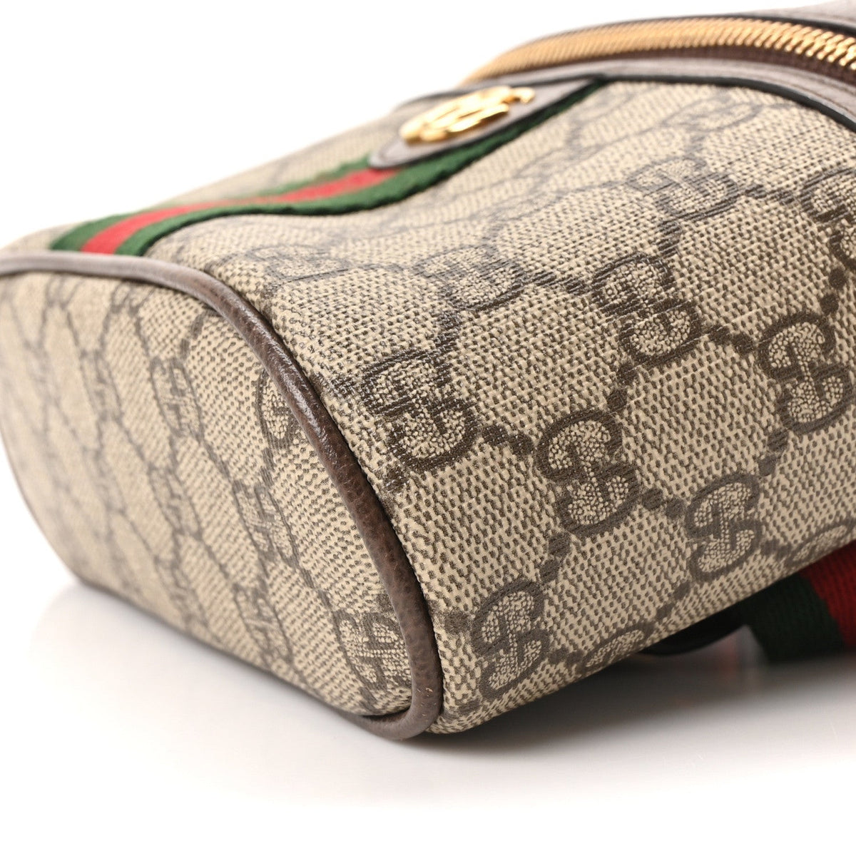 GG Supreme Monogram Textured Dollar Calfskin Web Ophidia Belt Bag 110 44 Beige Ebony New Acero
