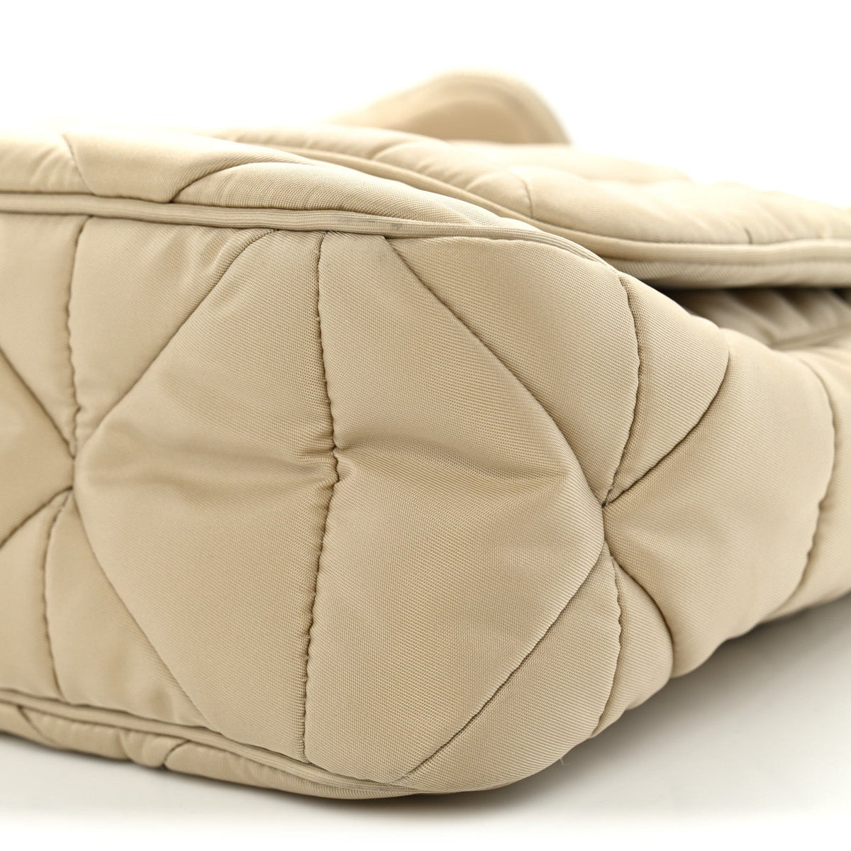 Re-Nylon Quilted Padded Flap Shoulder Bag Deserto