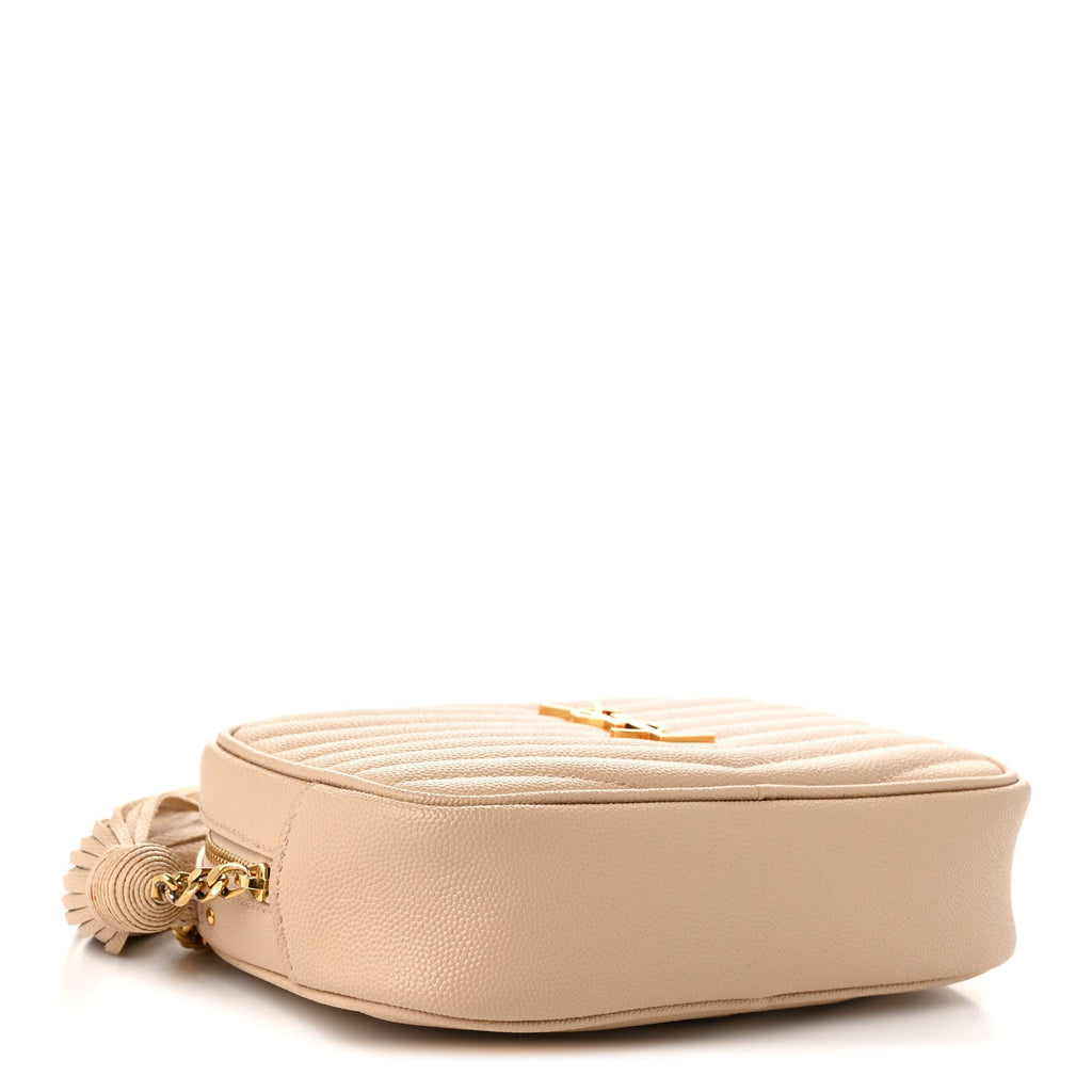 Grain De Poudre Matelasse Monogram Mini Lou Camera Bag Dark Beige