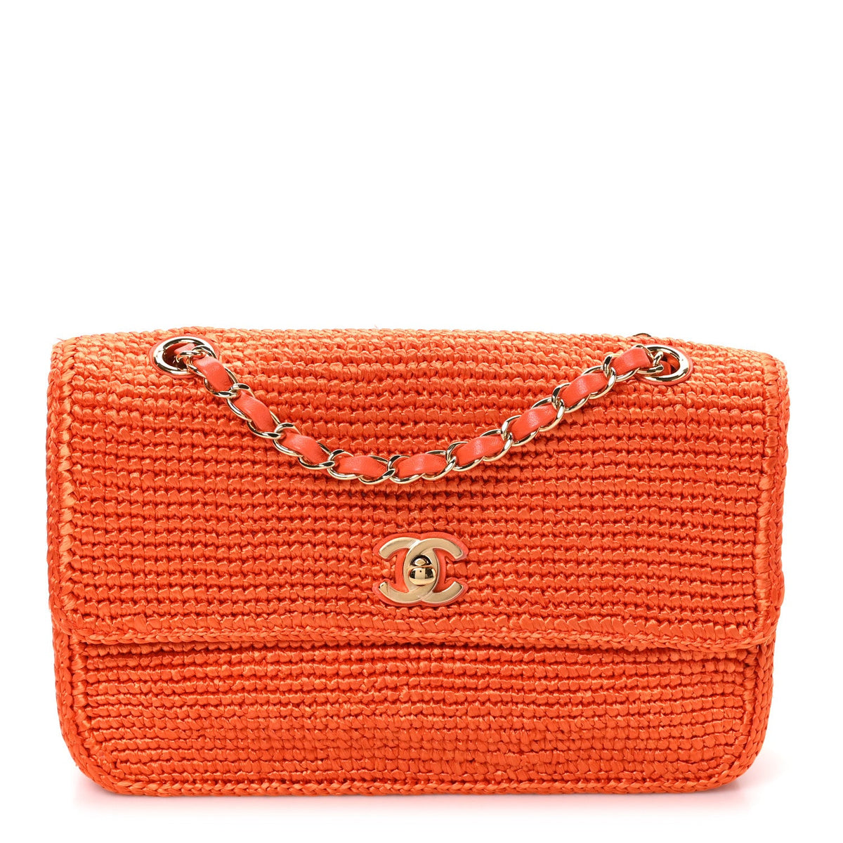 Braided Raffia Small Coco Beach Flap Bag Orange