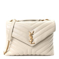 Calfskin Y Quilted Monogram Medium Loulou Chain Satchel Crema Soft
