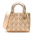 Metallic Lambskin Cannage Small My ABCDior Lady Dior Gold