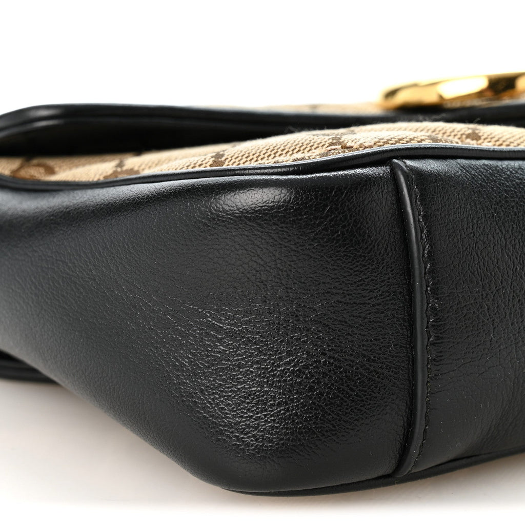 Monogram Matelasse Diagonal Mini GG Marmont Shoulder Bag Beige Black