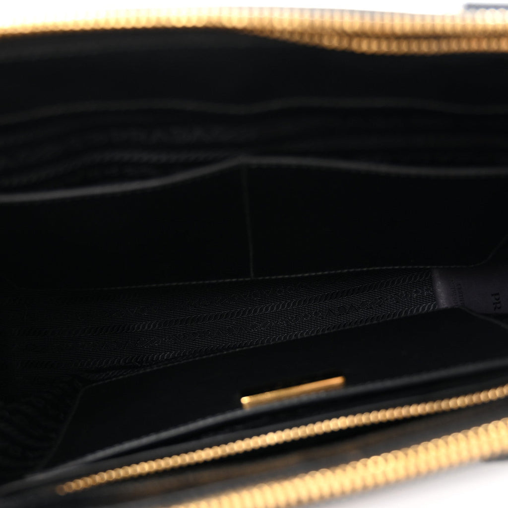 Saffiano Lux Large Galleria Double Zip Tote Black