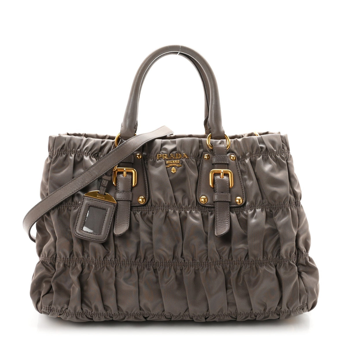 Tessuto Nylon Gaufre Shopping Satchel Argilla