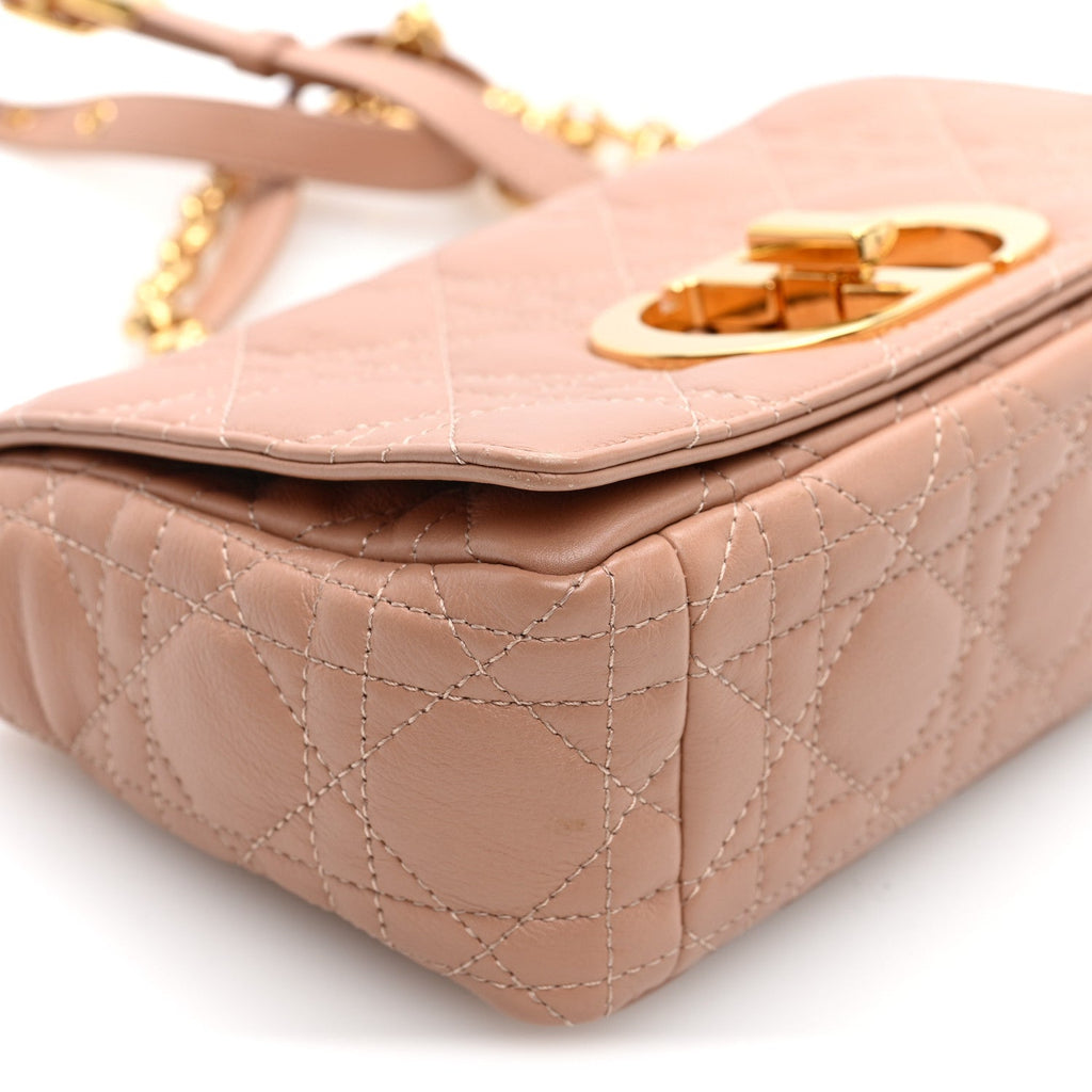 Grained Calfskin Cannage Small Caro Bag Rose De Vents