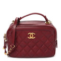 Calfskin Quilted CC Small Vanity Case Dark Red