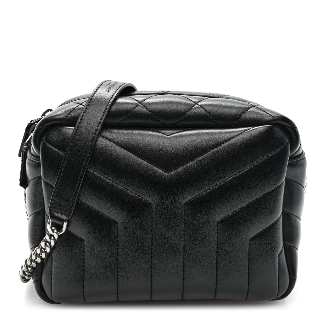 Calfskin Y Quilted Monogram Small Loulou Bowling Bag Black