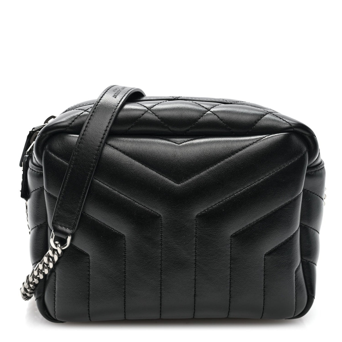 Calfskin Y Quilted Monogram Small Loulou Bowling Bag Black