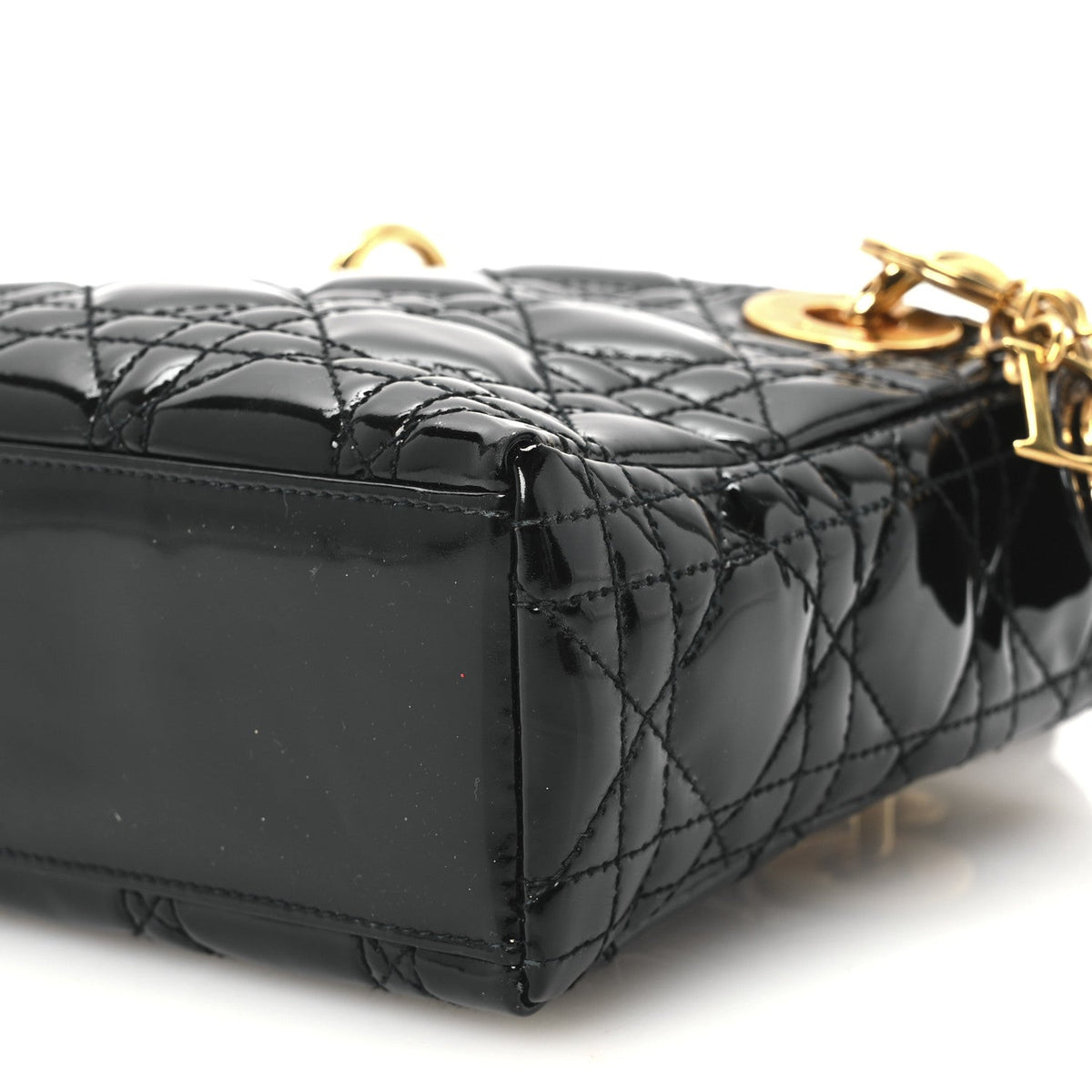 Patent Cannage Mini Lady Dior Black