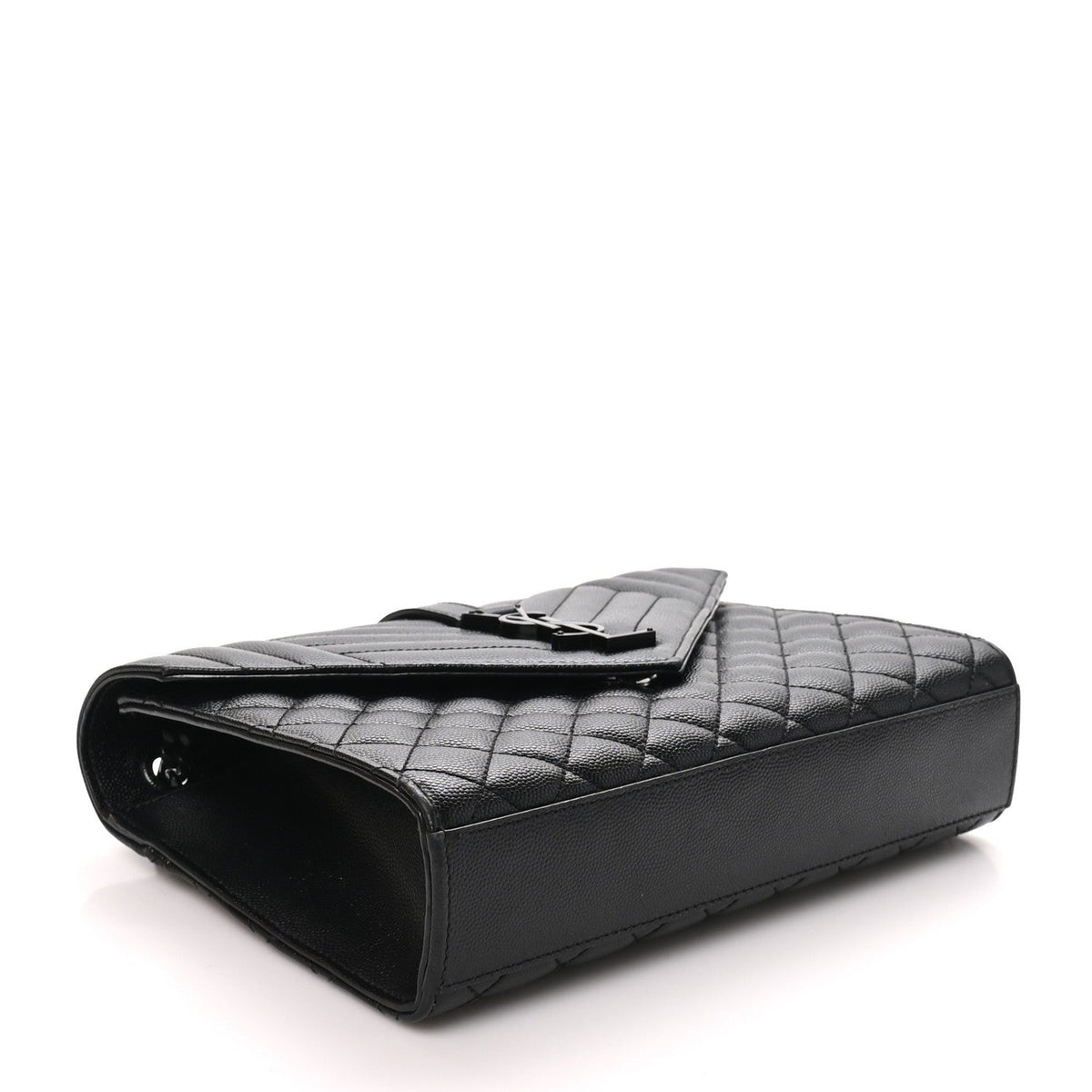 Grain De Poudre Textured Mixed Matelasse Triquilt Medium Monogram Monochrome Satchel Black