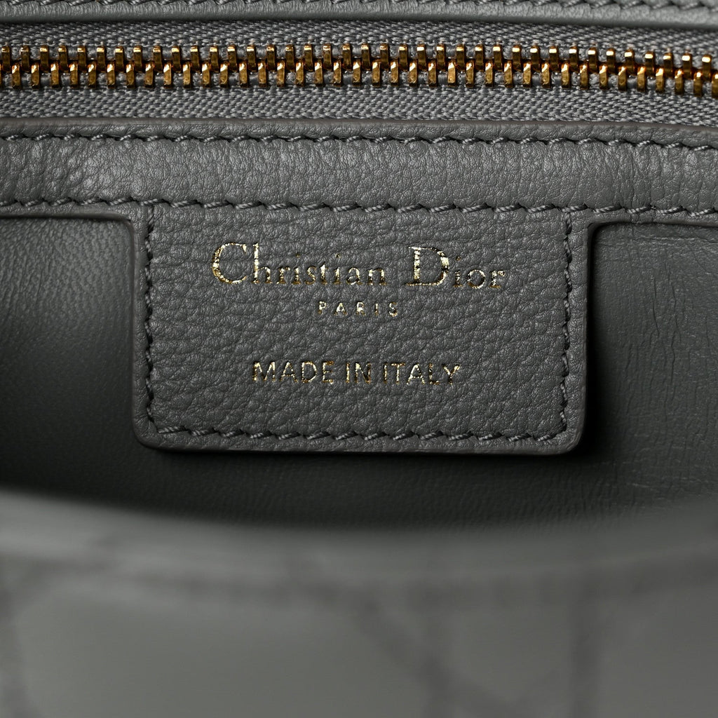 Supple Calfskin Cannage Medium Caro Bag Ethereal Grey