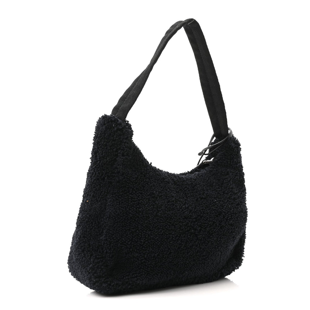 Terry Cloth Mini Re-Edition 2000 Bag Black White