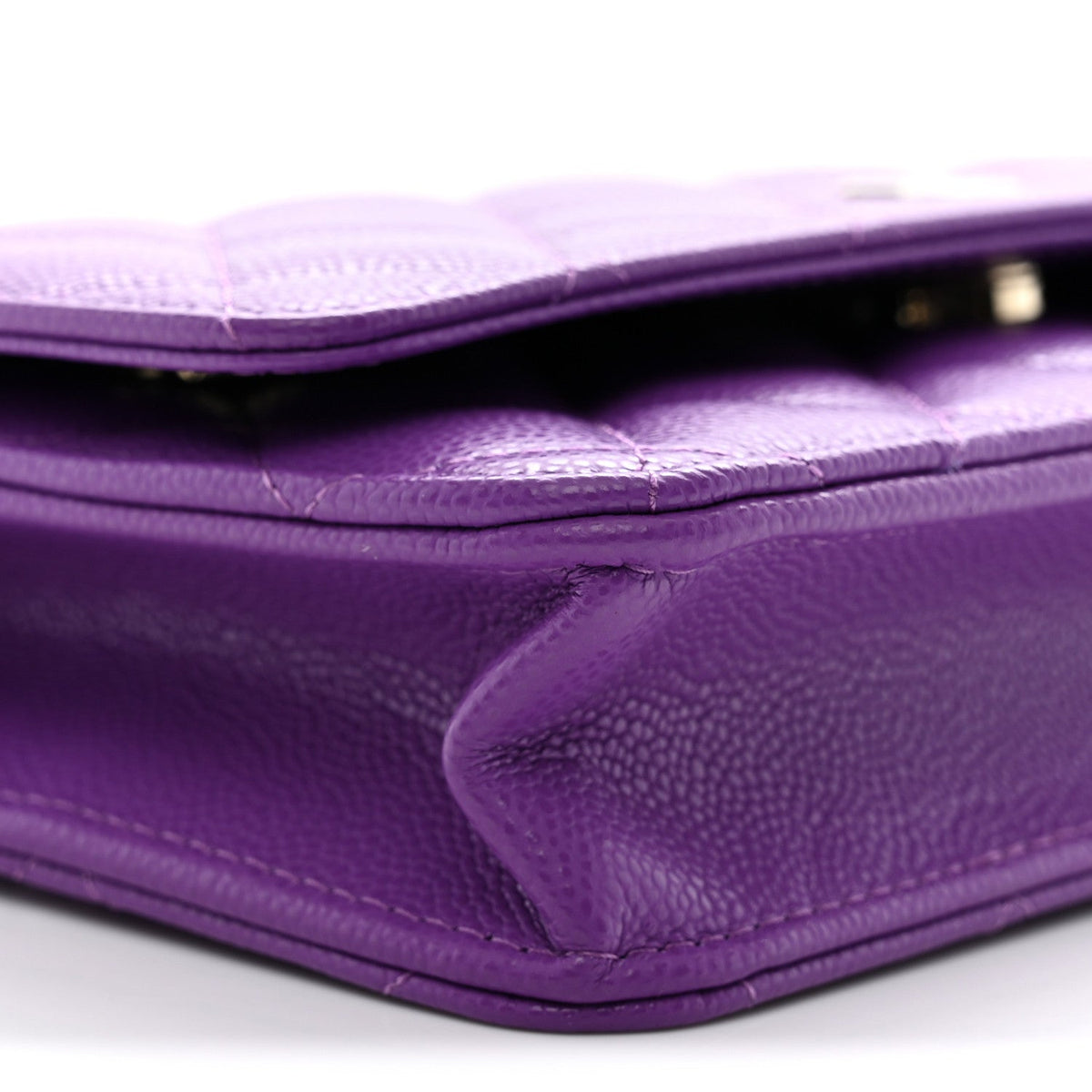 Caviar Quilted Wallet on Chain WOC Purple