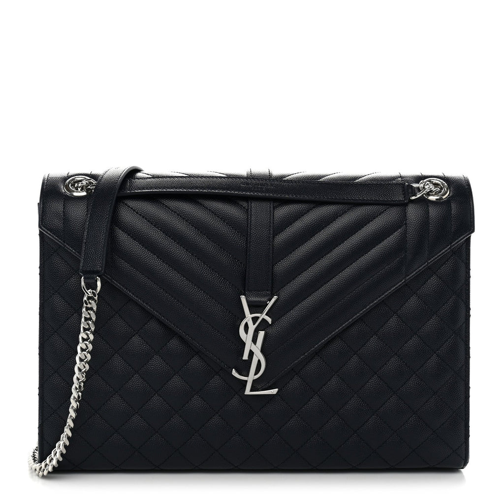 Grain De Poudre Large Tri-Quilt Monogram Satchel Deep Marine