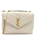 Calfskin Y Quilted Monogram Small Loulou Chain Satchel Crema Soft
