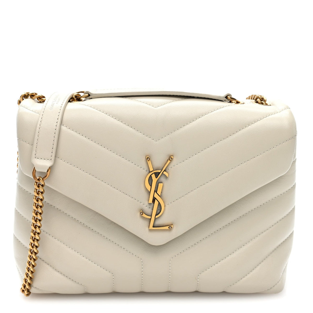 Calfskin Y Quilted Monogram Small Loulou Chain Satchel Crema Soft