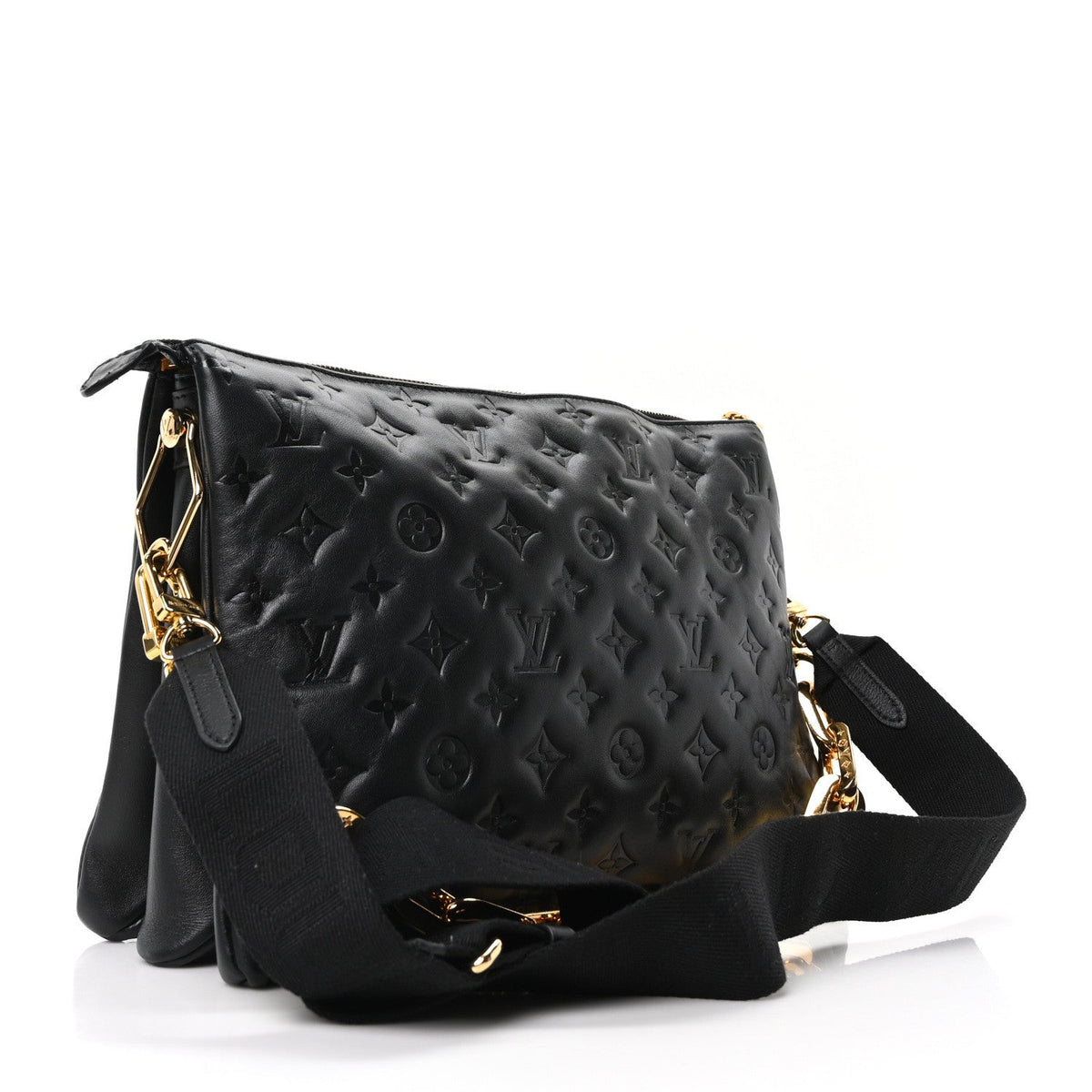Lambskin Embossed Monogram Coussin MM Black