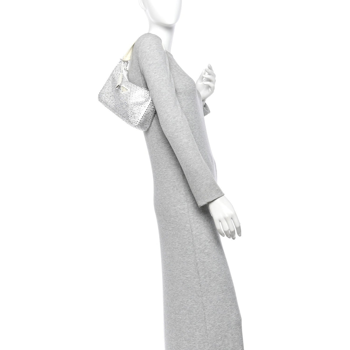Satin Crystal Mini Re-Edition 2000 Bag White