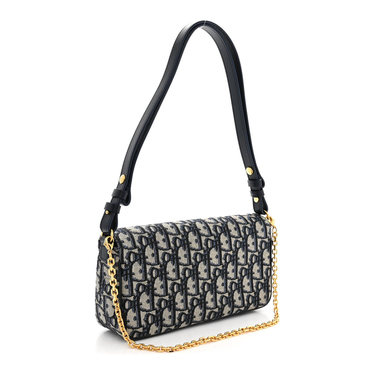 Oblique Jacquard Calfskin 30 Montaigne D-Vine Pouch With Chain Blue
