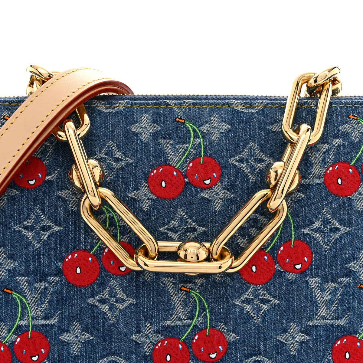 LV X TM Monogram Denim Cerises Coussin PM Blue