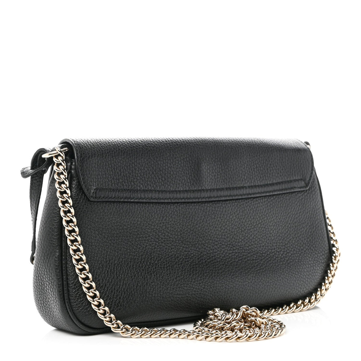 Pebbled Calfskin Medium Soho Flap Crossbody Black