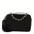 Satin Quilted Tassel Camera Case Black
