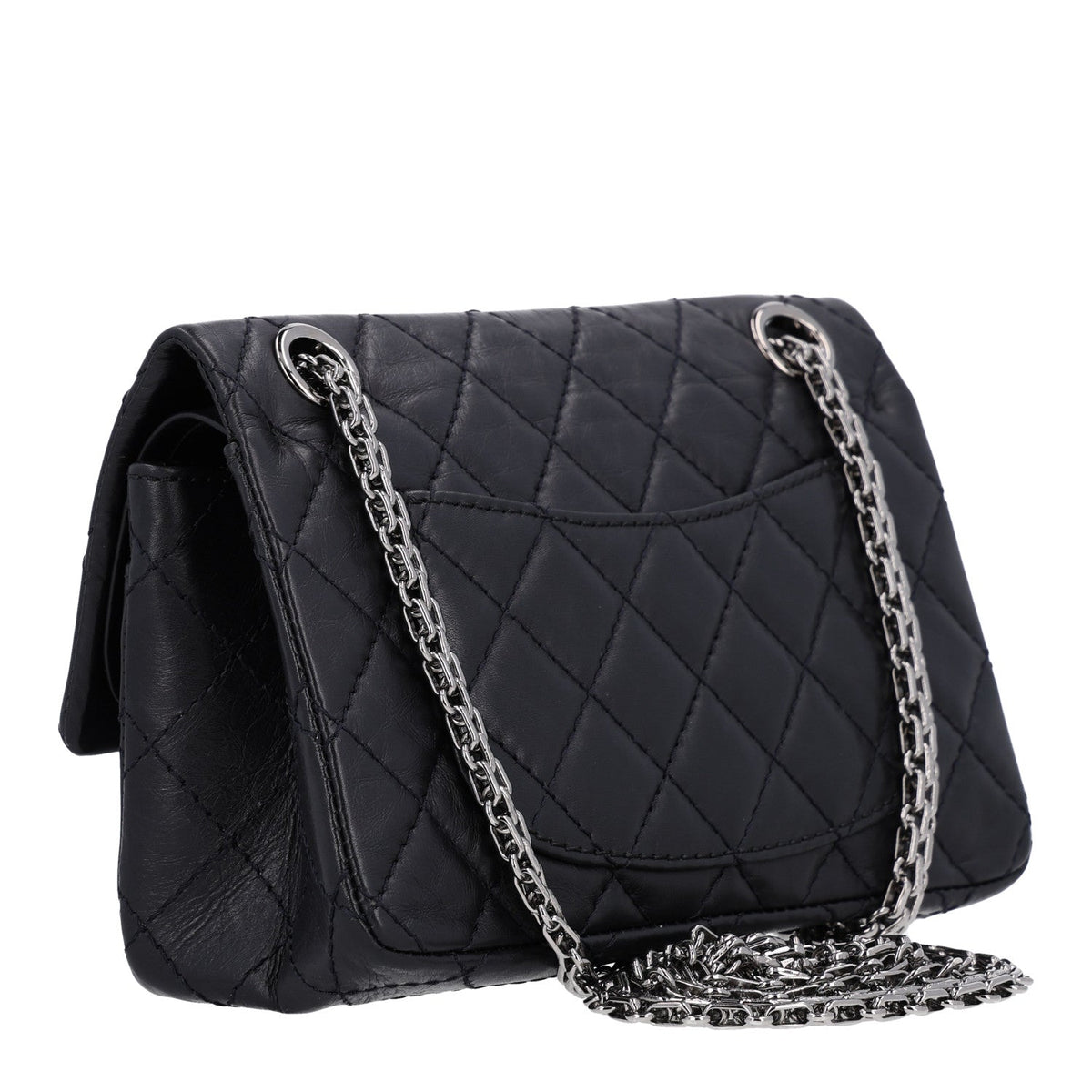 Aged Calfskin Quilted 2.55 Reissue Mini Flap Black