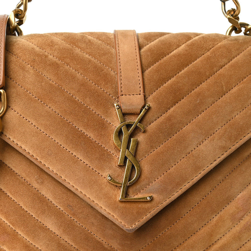 Suede Matelasse Chevron Monogram Medium College Bag Cinnamon