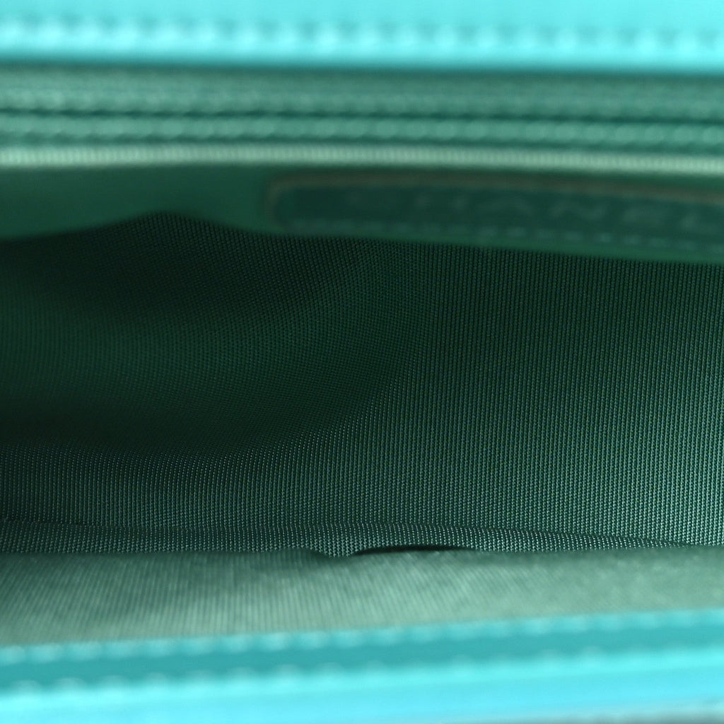 Calfskin Stitched Small Ring My Bag Flap Crossbody Turquoise