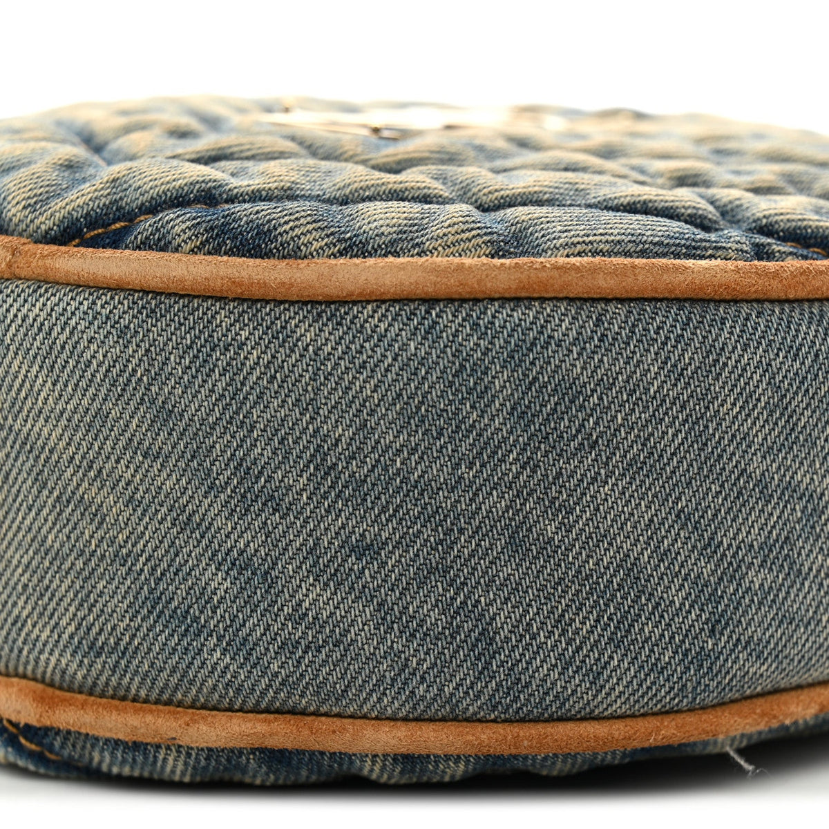 Denim Quilted Monogram Round Crossbody Bag Rodeo Blue