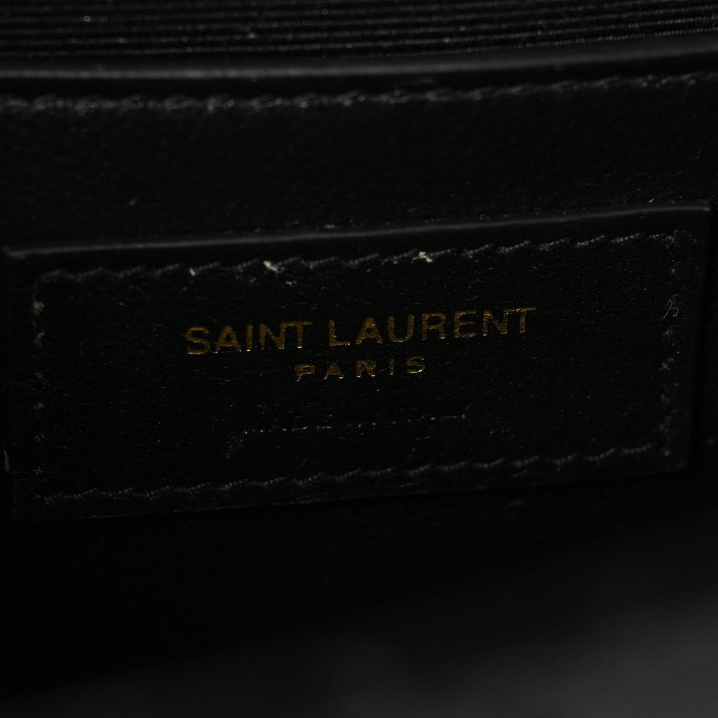 Grain De Poudre Textured Mixed Matelasse Triquilt Small Monogram Satchel Black