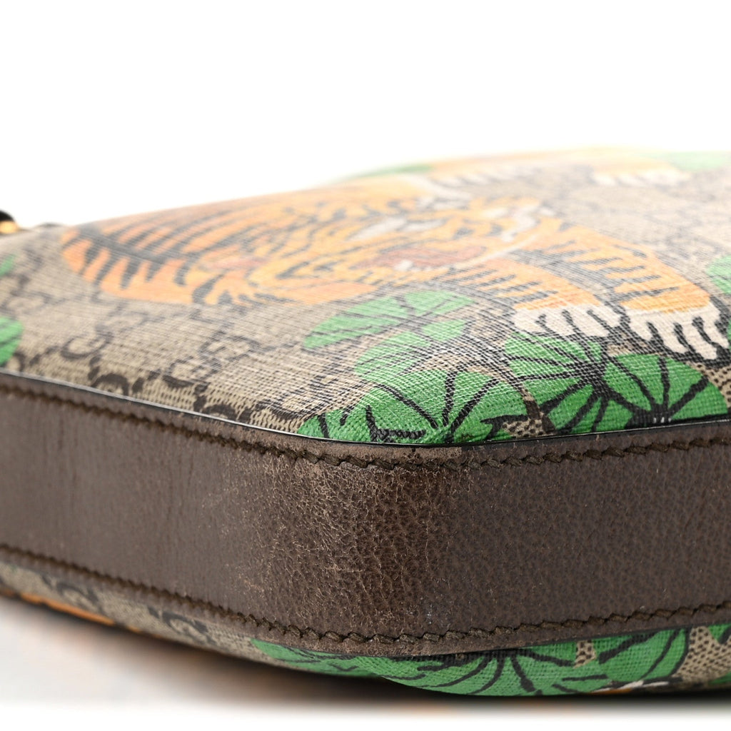 GG Supreme Monogram Bengal Web Medium Flat Messenger Beige Yard