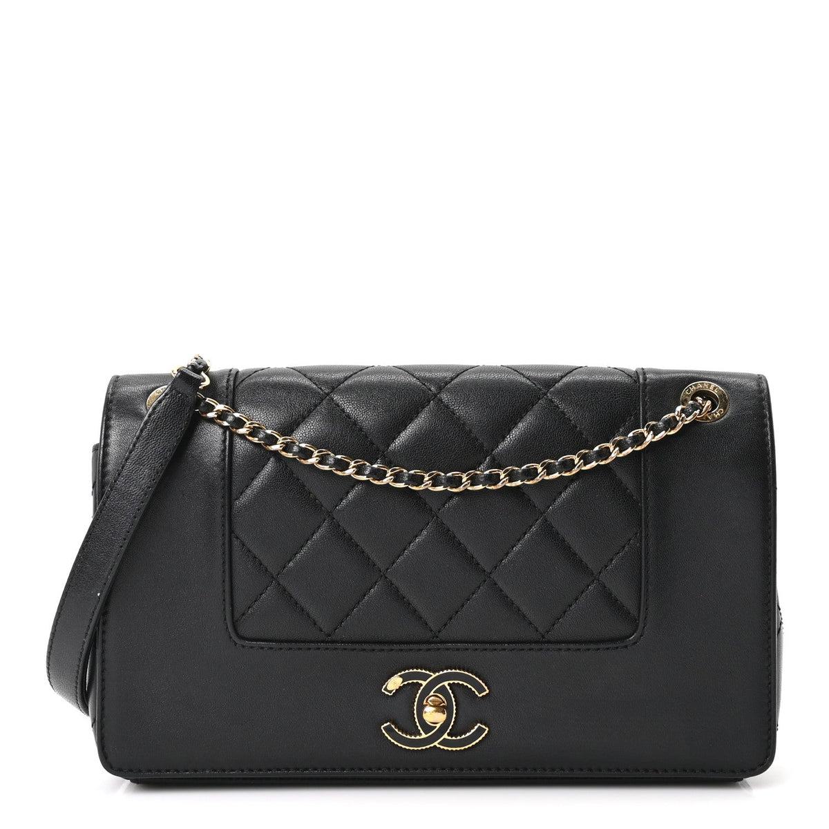 Sheepskin Quilted Small Vintage Mademoiselle Flap Black