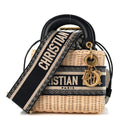 Wicker Oblique Mini Lady Dior Bag Blue