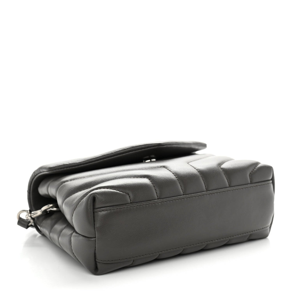 Calfskin Y Quilted Monogram Toy Loulou Crossbody Bag Grey Kaki