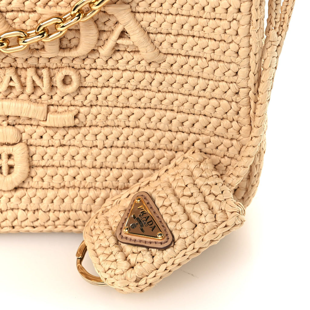 Yarn Raffia Effect Crochet Mini Re-Edition 2000 Shoulder Bag Naturale