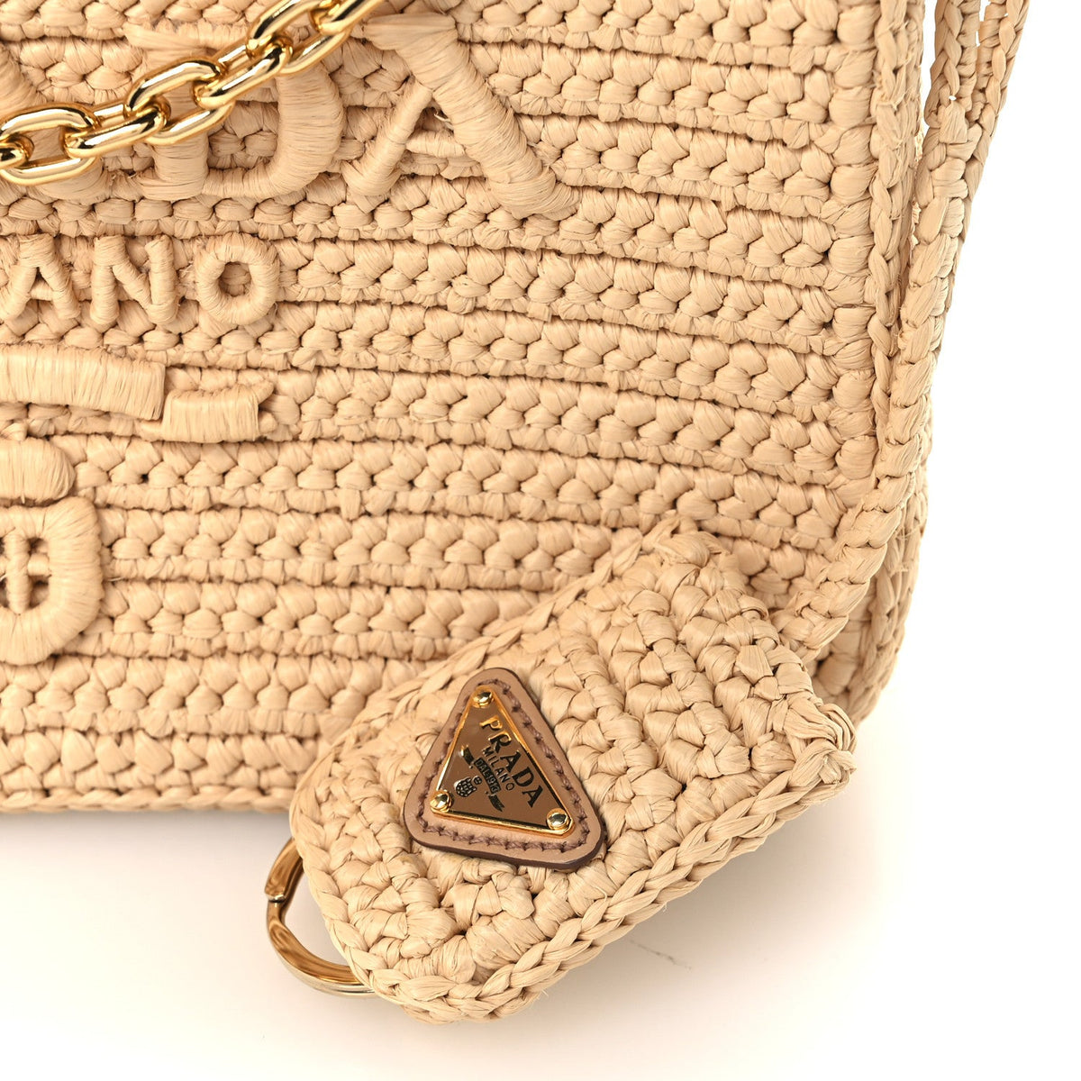 Yarn Raffia Effect Crochet Mini Re-Edition 2000 Shoulder Bag Naturale