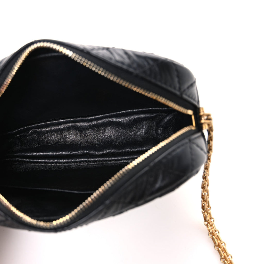 Aged Calfskin Quilted Mini Lucky Charm Reissue Camera Case Black