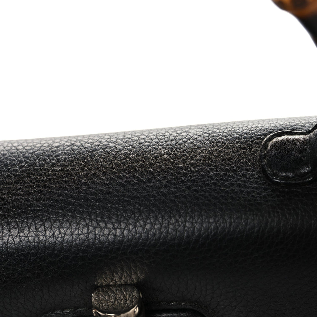 Calfskin Medium New Bamboo Top Handle Bag Black